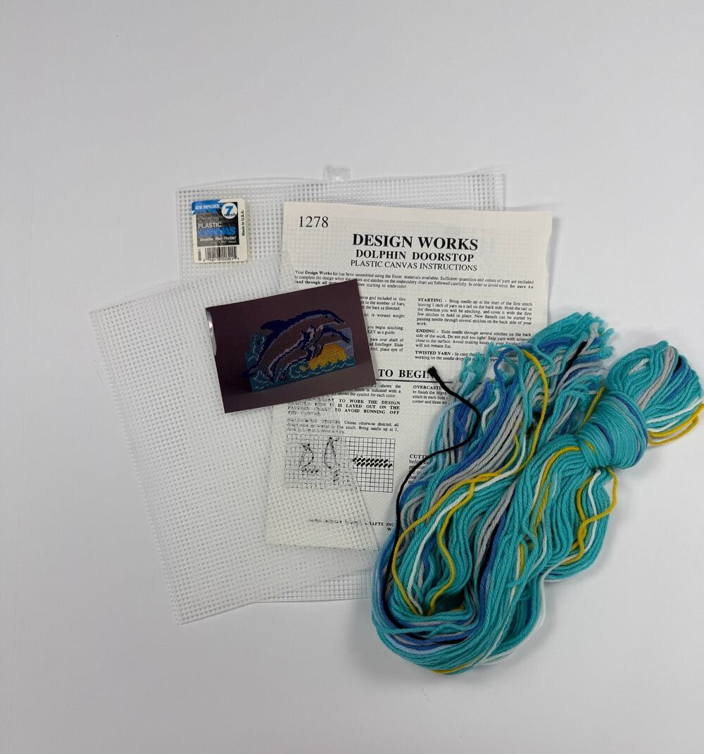 Vintage Design Works Dolphin Doorstop Plastic Canvas Kit 1278 Ocean Sea Life